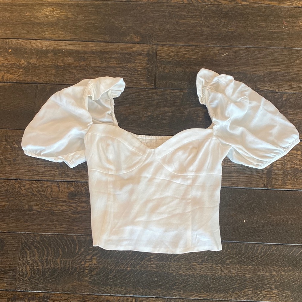 Wilfred White Puff Sleeve Crop Top